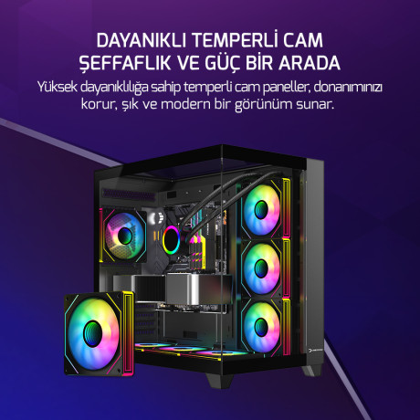 GAMEPOWER WARCRY TOPGLASS 4XARGB KASA 750W BLACK
