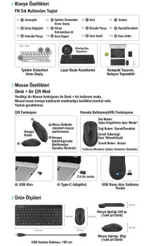 A4 TECH FG2200 AIR2 2.4 SİYAH QMİNİ FN-MM KABLOSUZ SESSİZ SET