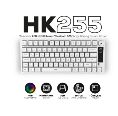HAWK GAMING HK255W MEMBRANE LCD RGB KABLOSUZ BLUET